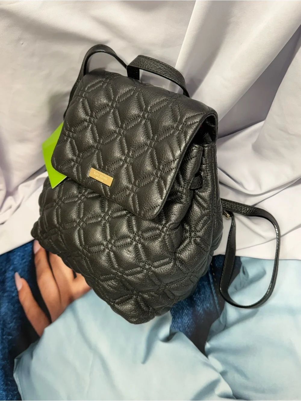 (new+tag) Kate Spade Quilted Black Leather Backpack Marley Astor Court